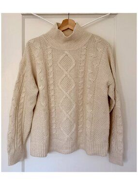 Gap Cream Cable Knit Mock Neck Sweater Women's Size S